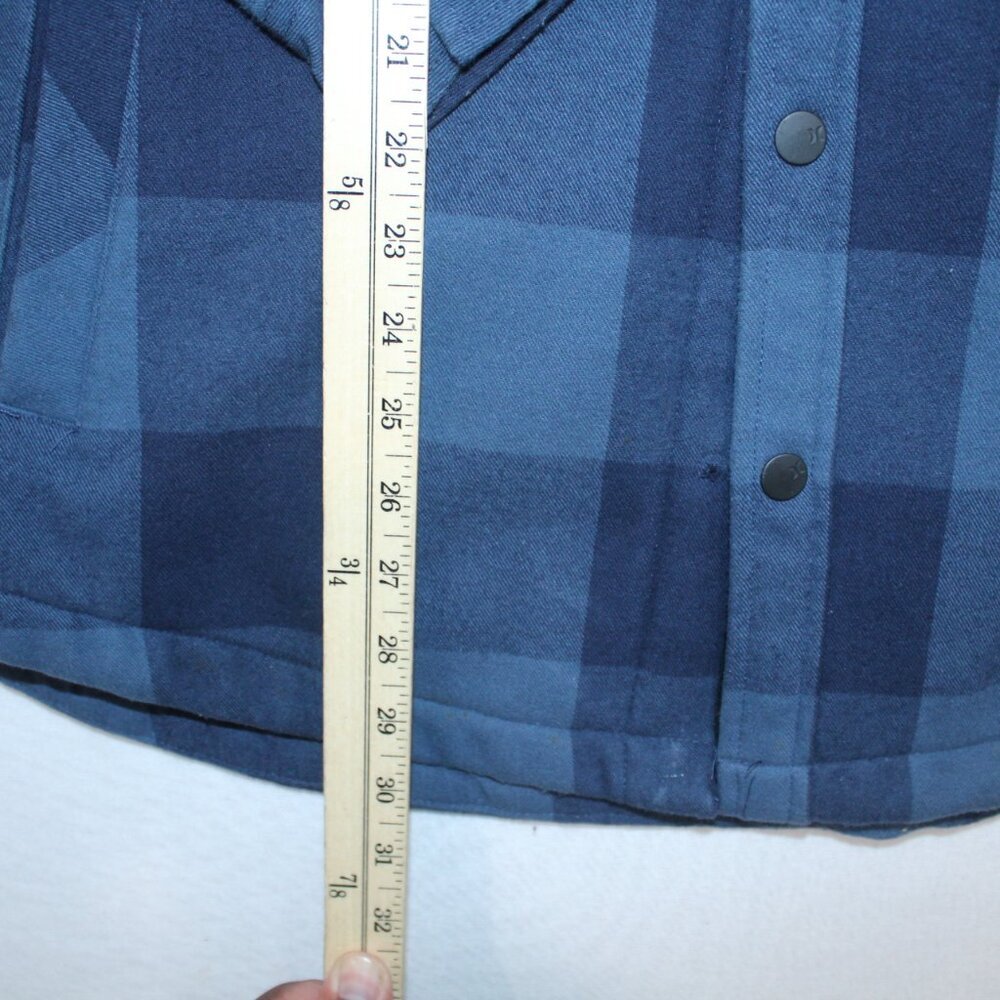 Hurley Men Black and Blue Flannel Jacket Long Sleeve Size 2XL Missing Buttons - Picture 4 of 10